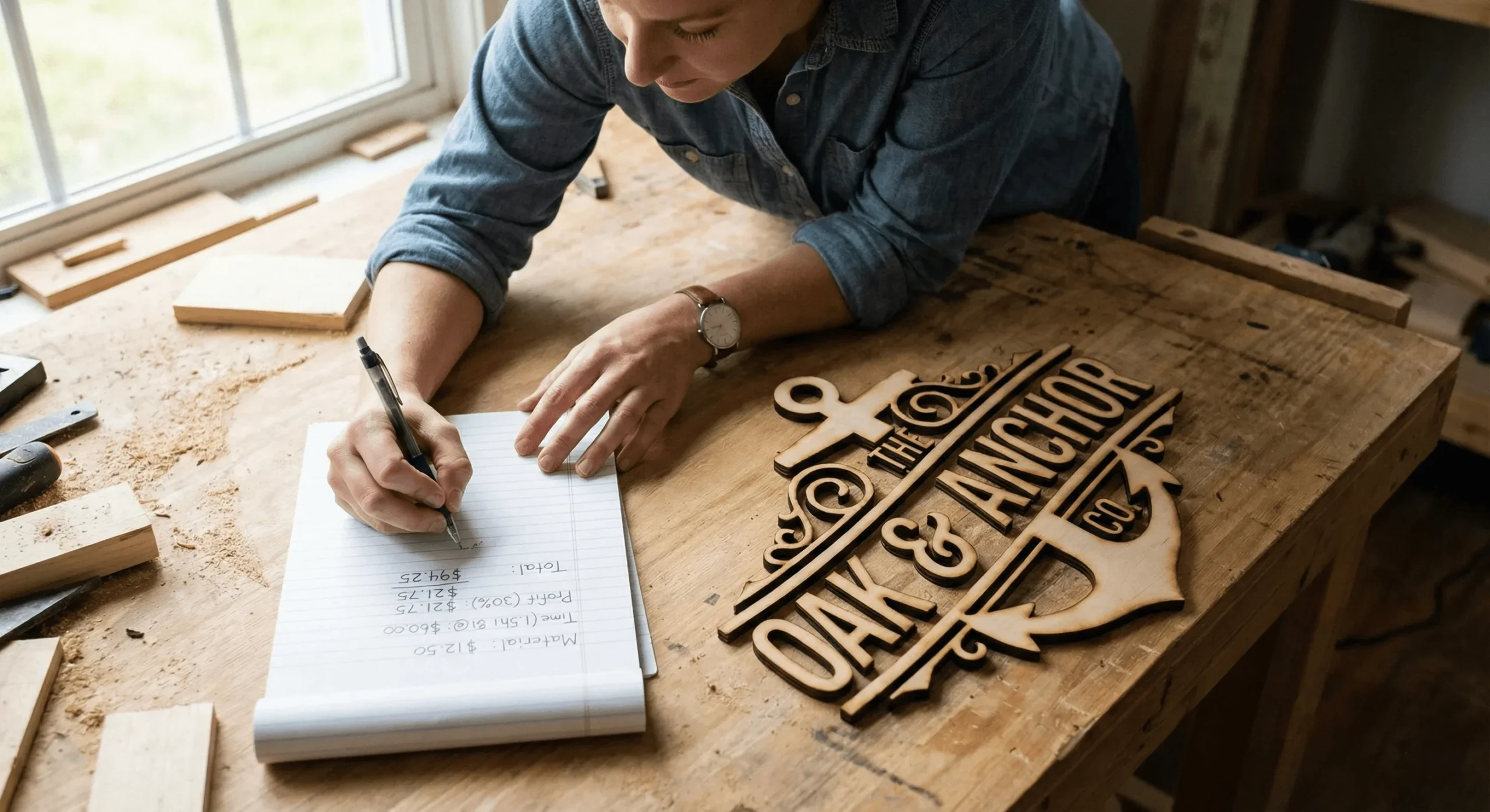 Calculating cost plus margin pricing strategy for laser cutting business profitability.