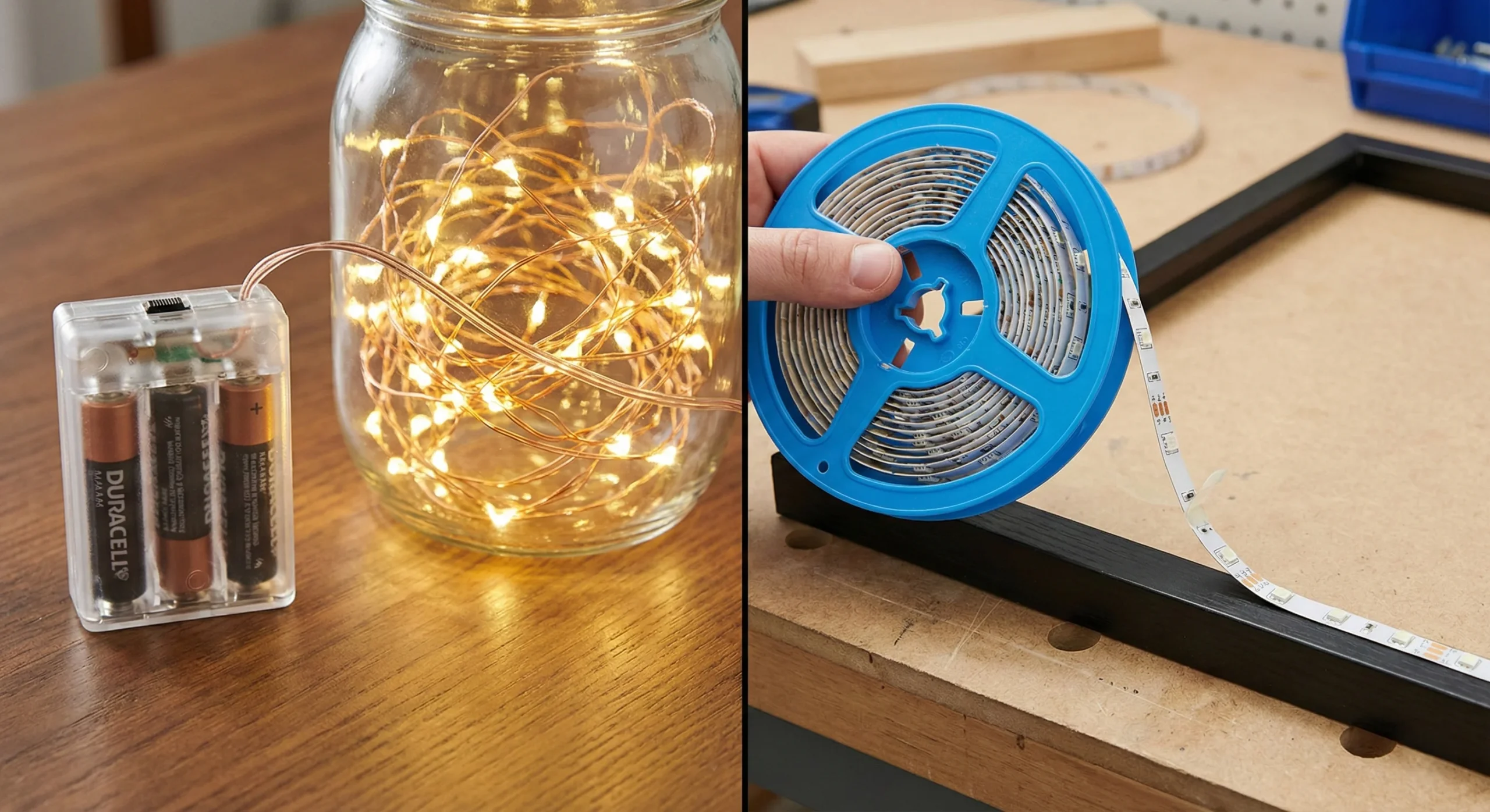 Lighting options for shadow boxes: Fairy lights vs LED strips