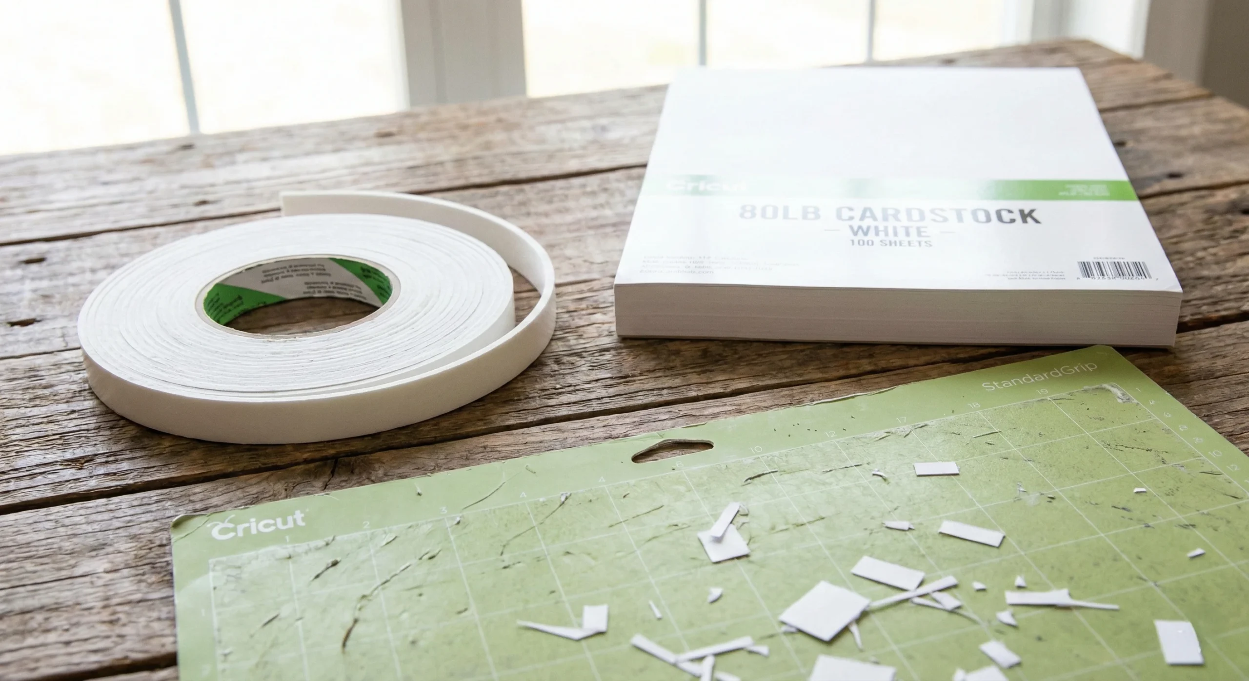 Essential materials to make viral 3D shadow boxes: 80lb cardstock and foam tape