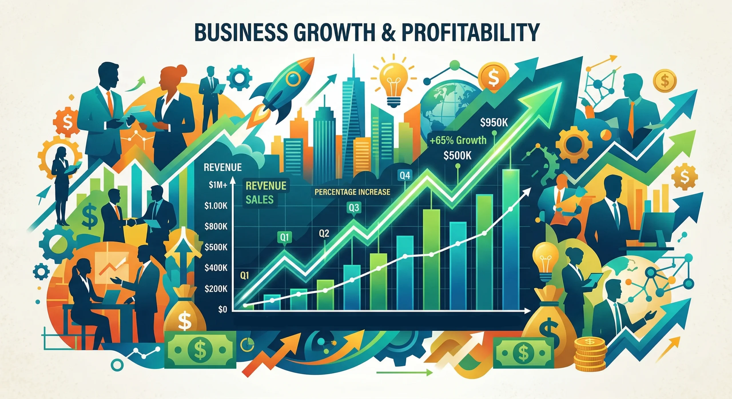 Crafting business profit growth chart using free digital designs.