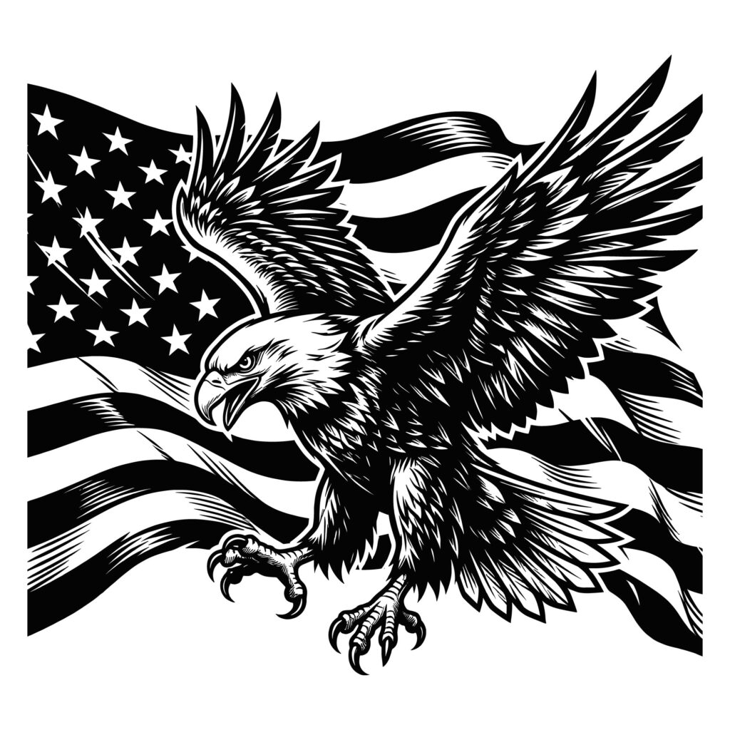 American Bald Eagle USA Flag Vector Art for Cricut and Laser