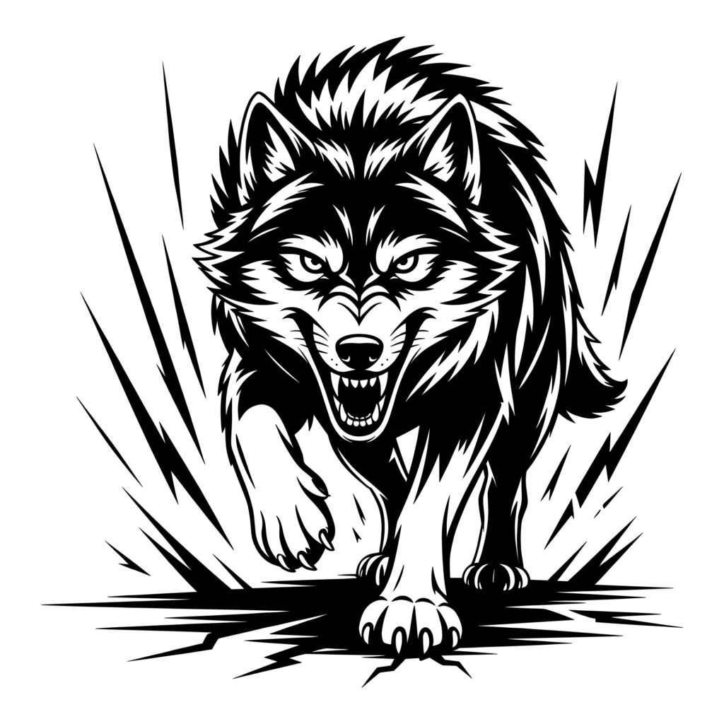 Angry Wolf Mascot SVG - Black Vector Logo for Gym Hoodies and Sports Teams