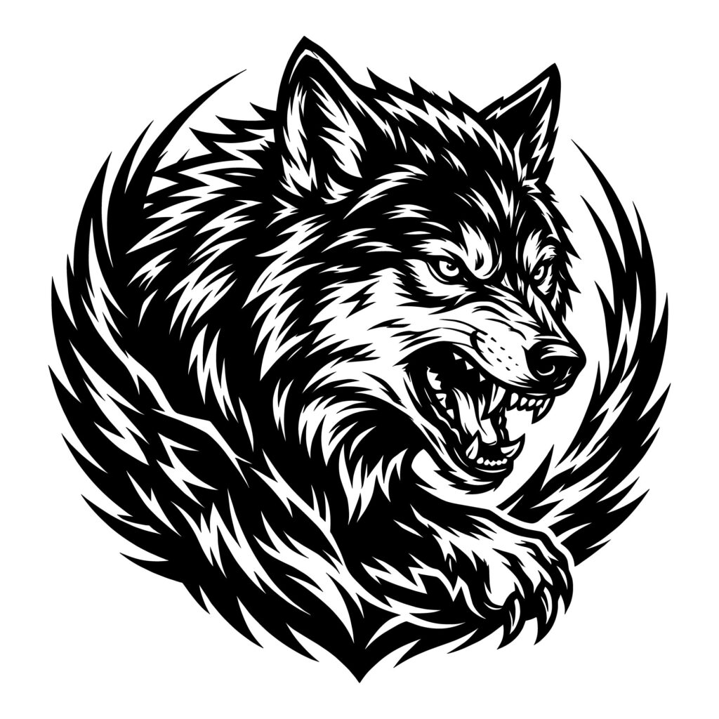 Angry Wolf Head Mascot SVG - Fierce Vector Logo for E-Sports and Gym Hoodies