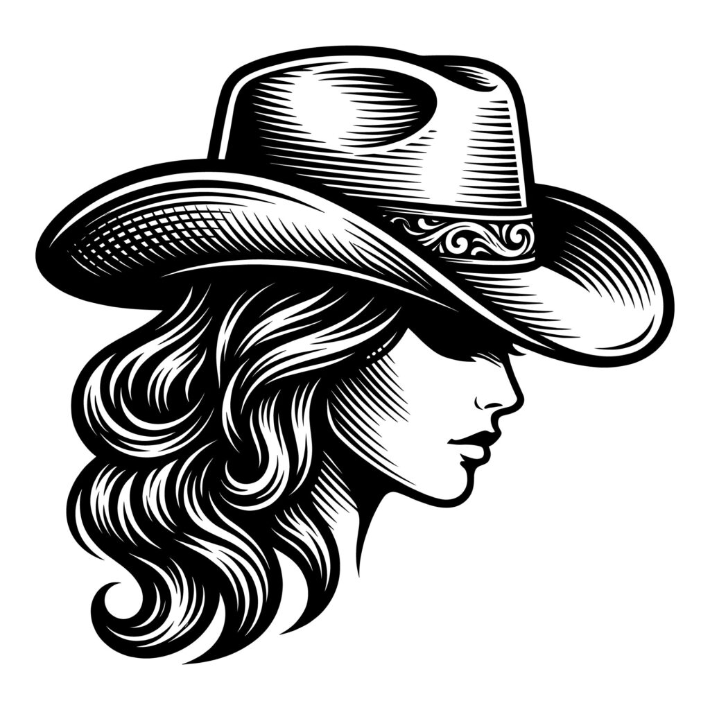 Cowgirl with Hat Silhouette SVG - Western Woman Vector for T-Shirts and Car Decals