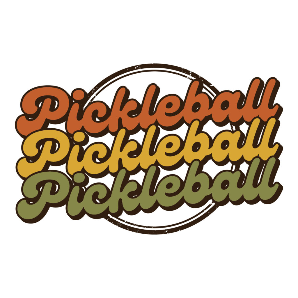 Retro Pickleball SVG stacked text design in vintage colors