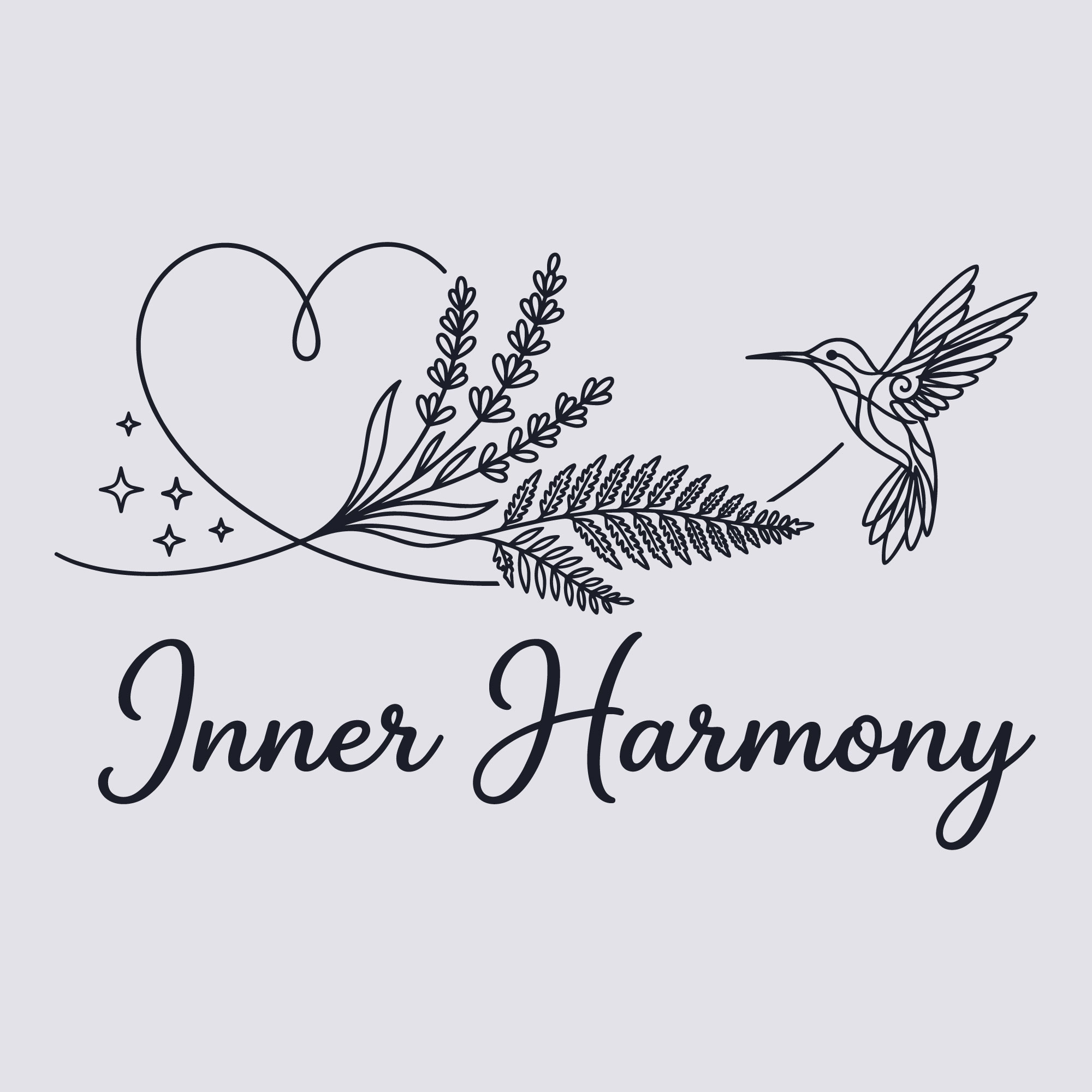 Hummingbird line art SVG and botanical heart line art illustration