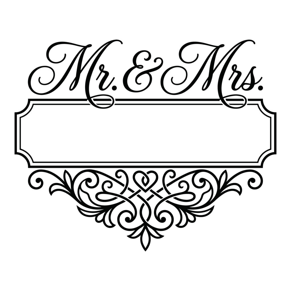Free Mr and Mrs SVG elegant split frame vector design for wedding signs
