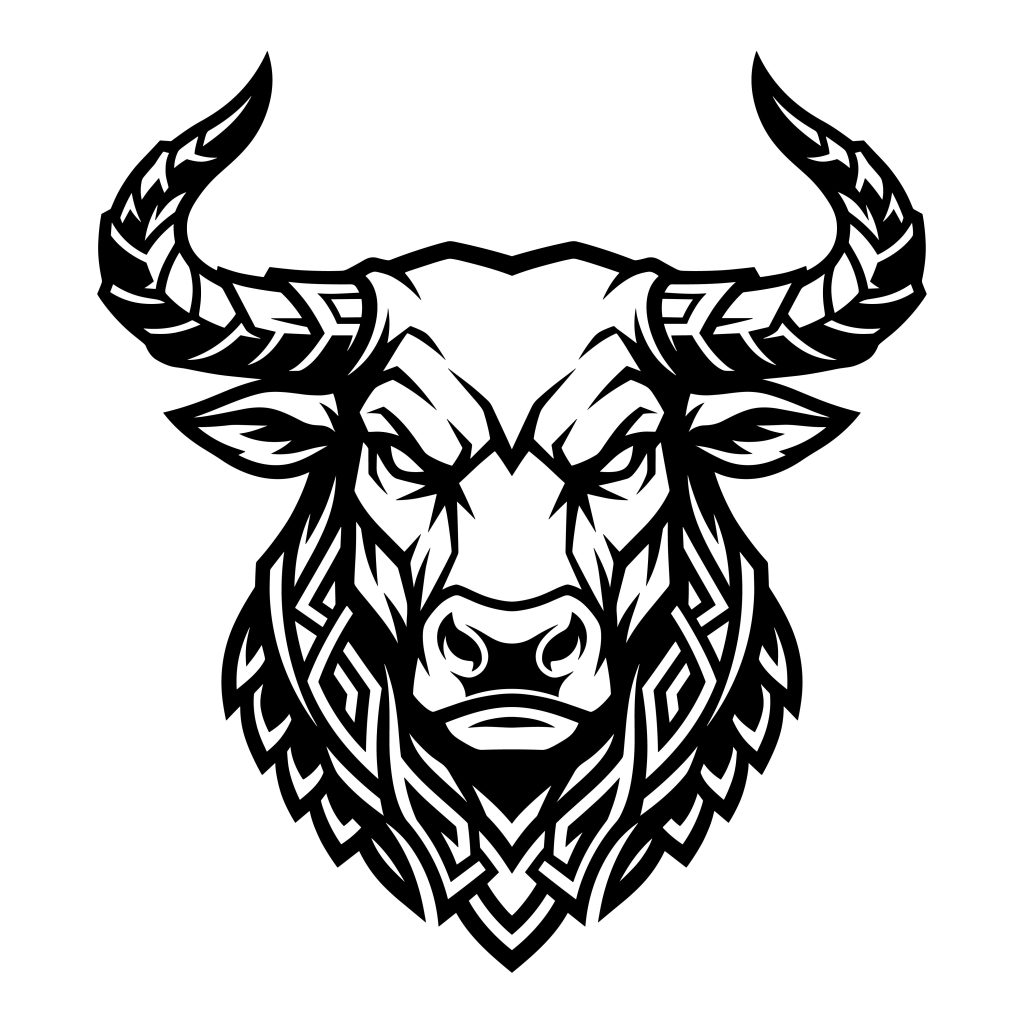 Free tribal bull head SVG cut file and Taurus vector design for Cricut and Silhouette machines.