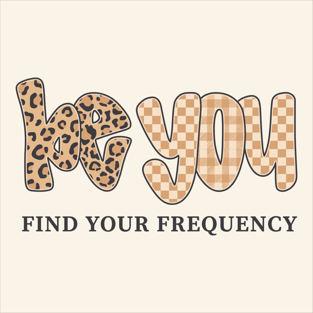 High quality Be You Find Your Frequency Retro SVG featuring trendy leopard print and checkerboard patterns available for free download.