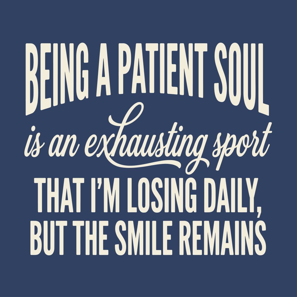 Being a patient soul is an exhausting sport sarcastic typography quote free SVG design for Cricut and Silhouette crafting.
