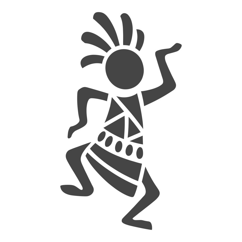 Black silhouette of a tribal dancer featuring traditional patterns in a lively pose.