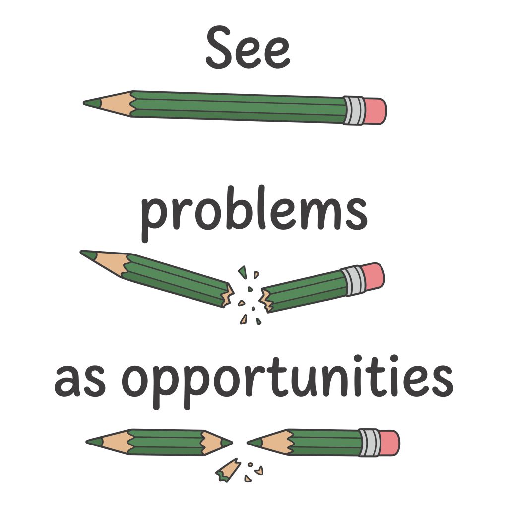 Motivational vector art showing a broken green pencil turning into an opportunity for growth.