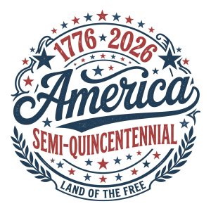 America Semi-Quincentennial 1776-2026 Land of the Free patriotic typography design