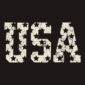 Distressed USA typography featuring star cutouts in a grunge vintage style