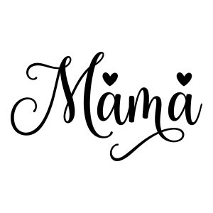 Elegant cursive Mama lettering SVG vector design with heart accents for Cricut and Silhouette crafts