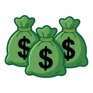 Free money bag vector illustration showing three green cash sacks.
