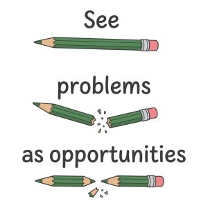 Motivational vector art showing a broken green pencil turning into an opportunity for growth.